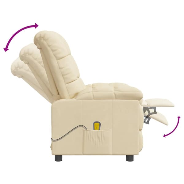 Massagefåtölj gräddvit tyg