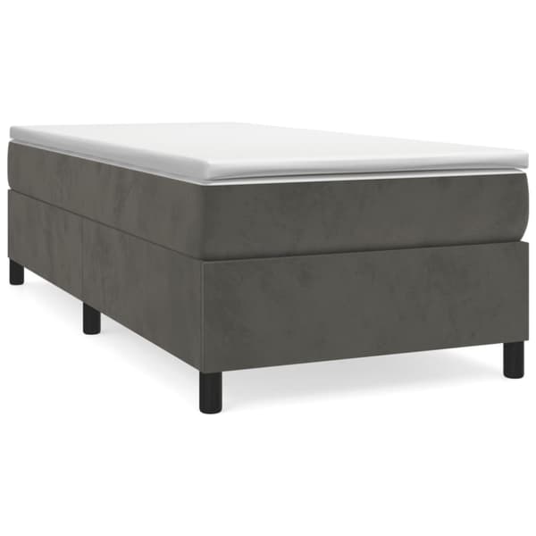 Ramsäng med madrass mörkgrå 100x200 cm sammet