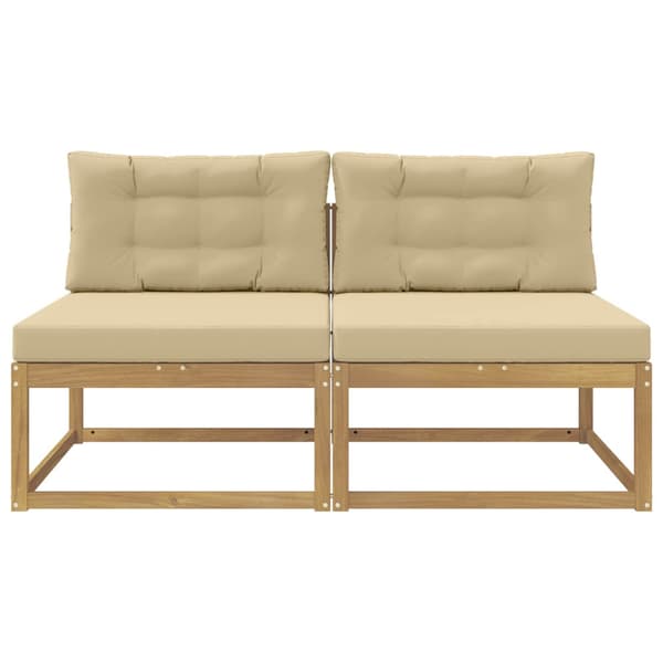 2 Stycke Utomhus Mellansoffa Polyester Vit