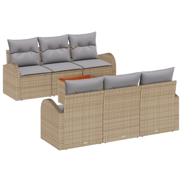 Trädgårdsoffset 7 pcs Beige och Ljusgrå konstrotting