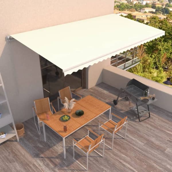 Markis manuellt infällbar 600x350 cm gräddvit