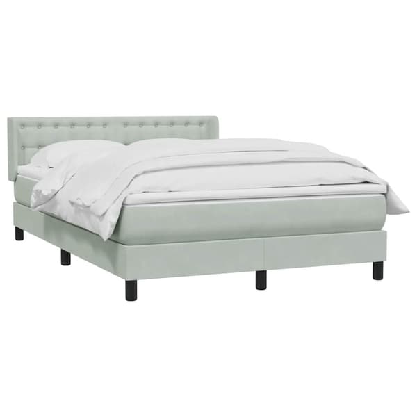 Ramsäng med madrass ljusgrå 160x210 cm sammet