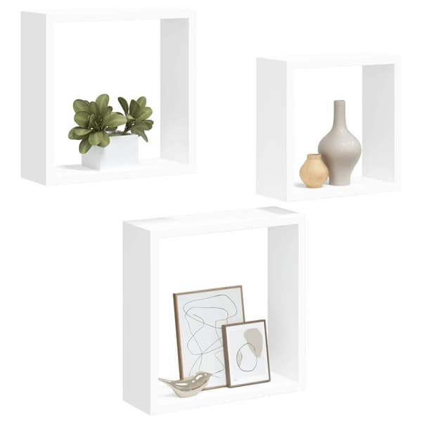 Vägghyllor kub 3 st vit MDF