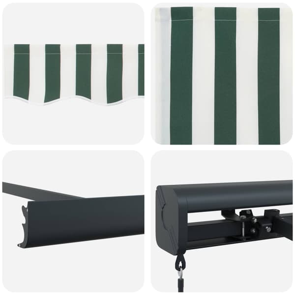 Utfällbar markis Grön och Vit 4 × 3 m Canvas och Aluminium