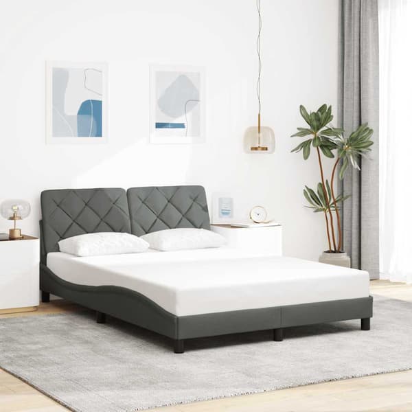 Bed Frame without Mattress Dark Grey 120x200 cm Fabric