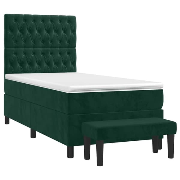 Ramsäng med madrass mörkgrön 90x190 cm sammet