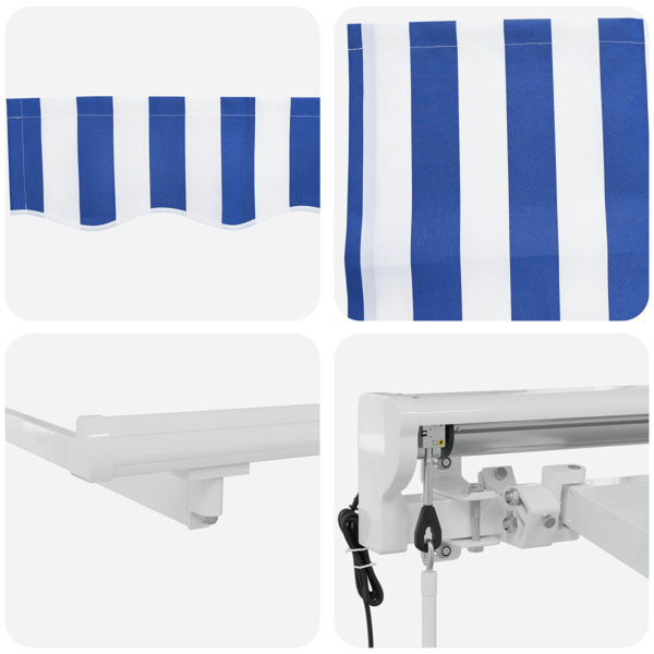 Utfällbar markis Blå och Vit 400 x 200 cm