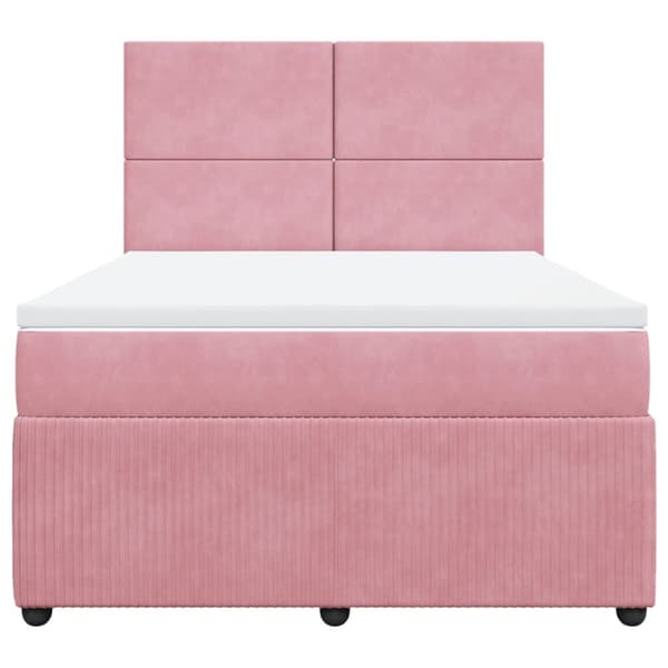Ramsäng med madrass rosa 140x200 cm sammet