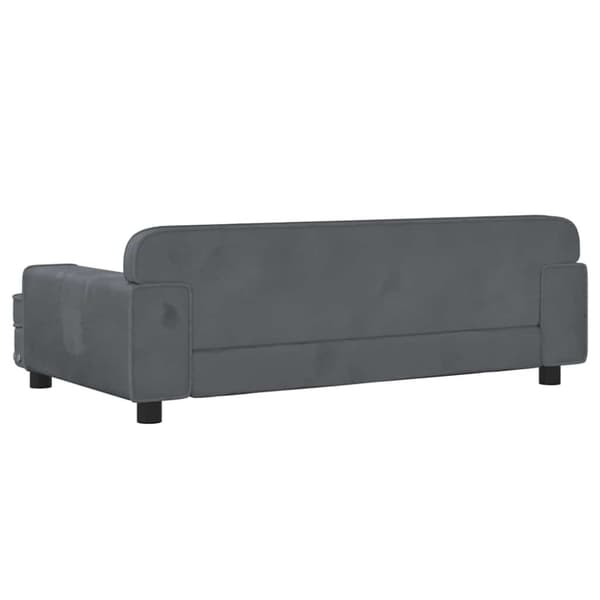 Barnsoffa mörkgrå 90x53x30 cm sammet