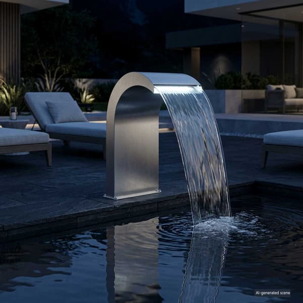 Poolfall med LED Rostfritt Stål 304 45 x 30 x 65 cm Silver