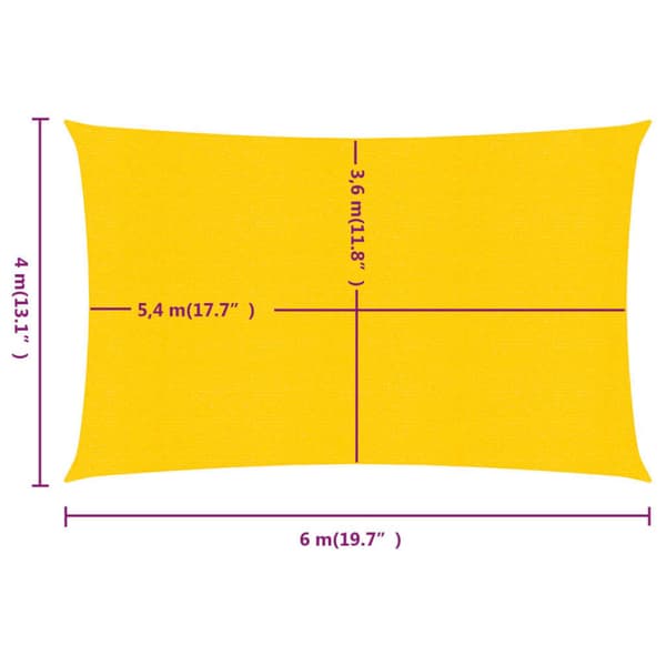 Solsegel 160 g/m² rektangulär gul 4x6 m HDPE