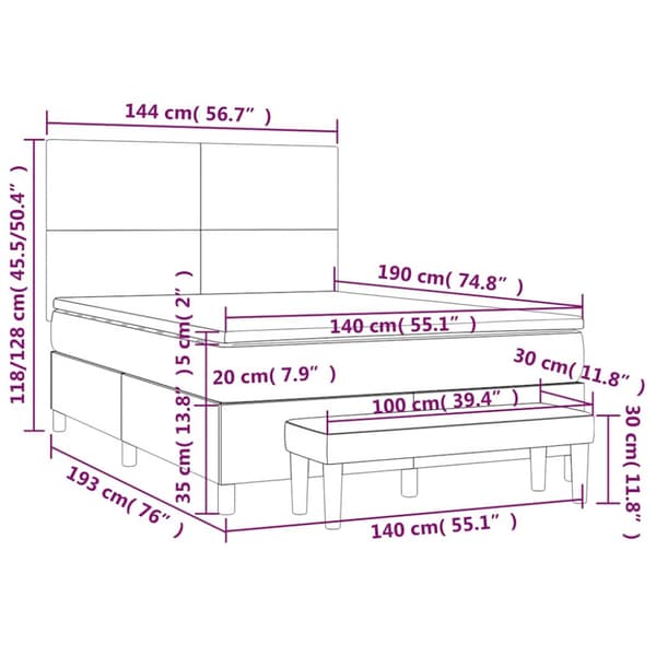Ramsäng med madrass mörkgrön 140x190 cm sammet