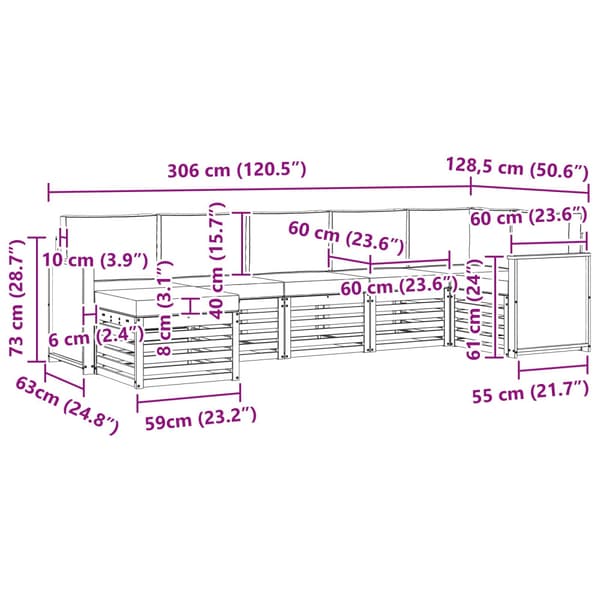 Sektionsoffgrupp med kudde 6 pcs