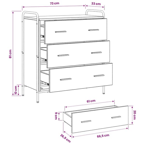 Sideboard Gammalt trä 97 x 33 x 81 cm Konstruerat trä