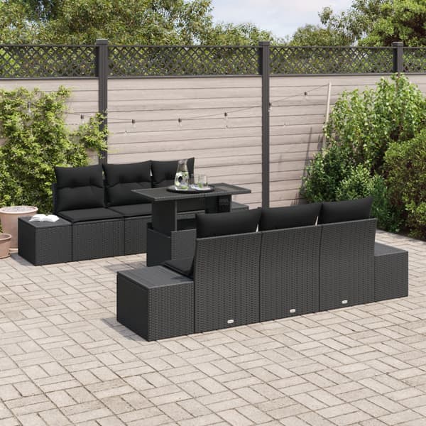 Soffset med kudde 7 pcs Svart konstrotting
