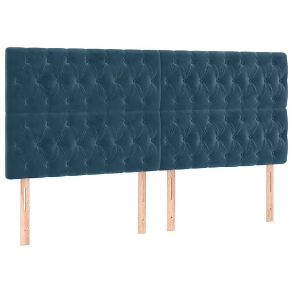 Ramsäng med madrass mörkblå 200x200 cm sammet