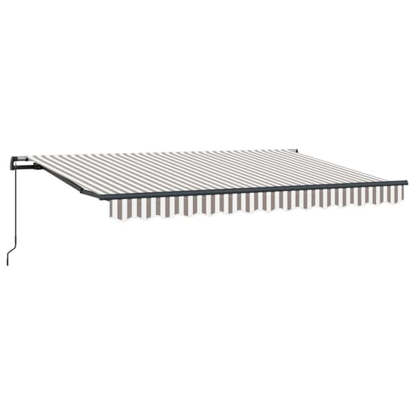 Utfällbar markis Ljusgrå och vit. 400 × 300 cm