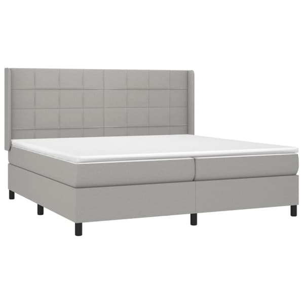 Ramsäng med madrass ljusgrå 200x200 cm tyg