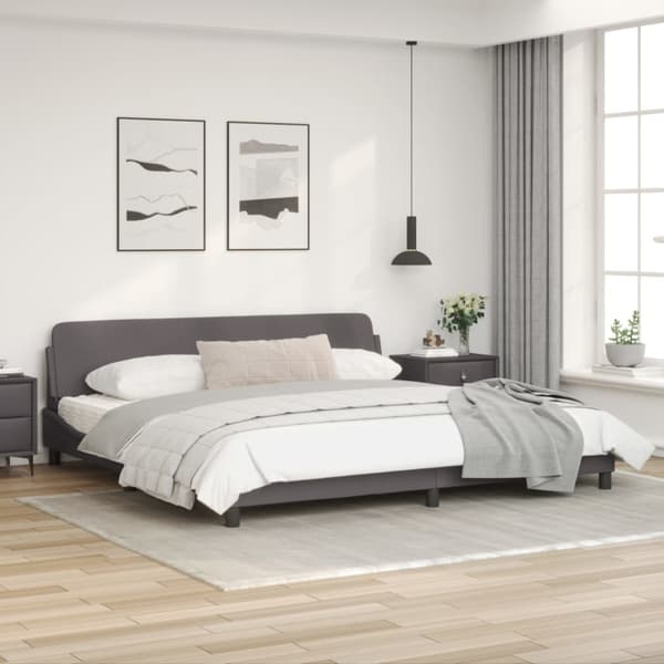Bed Frame "Dover" Grey 200x200 cm Faux Leather