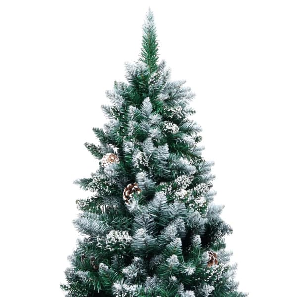 Plastgran med kottar och vit snö 210 cm