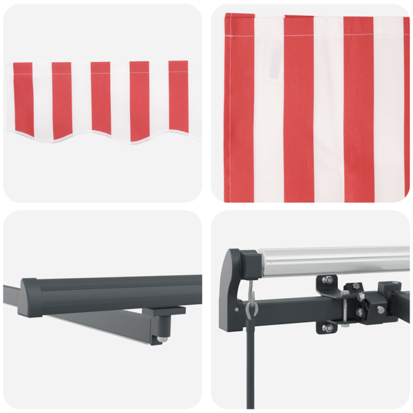 Utfällbar markis Röd och vit 450 ×350 cm tyg