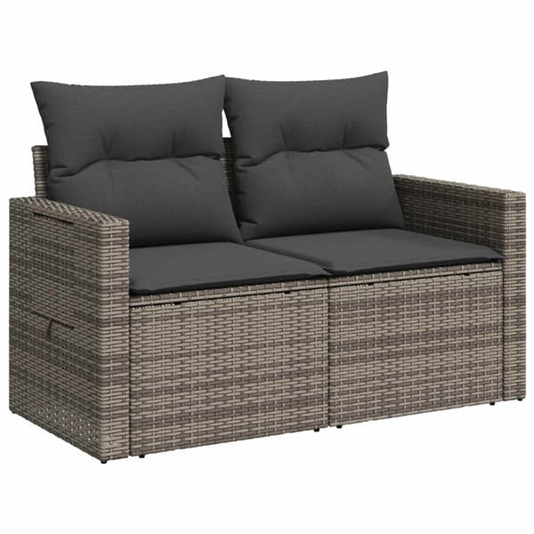 Soffset 7 pcs Grå och mörkgrå Poly Rattan och stål