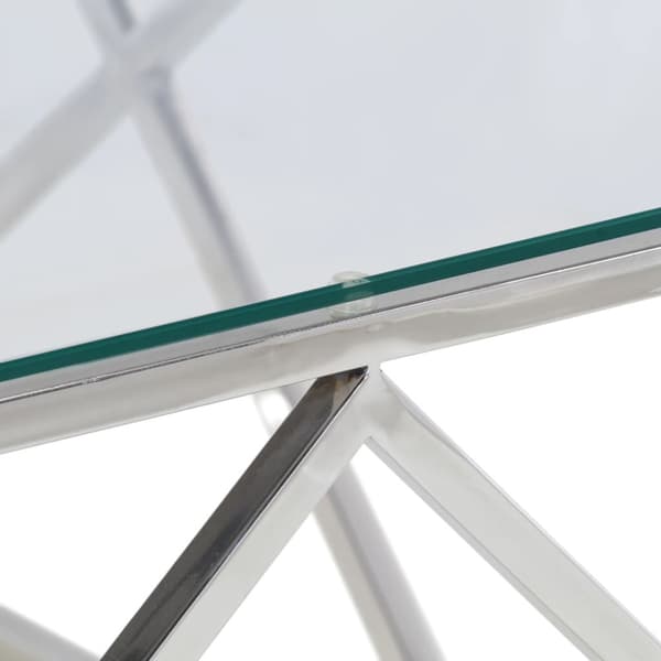 Soffbord silver rostfritt stål och härdat glas