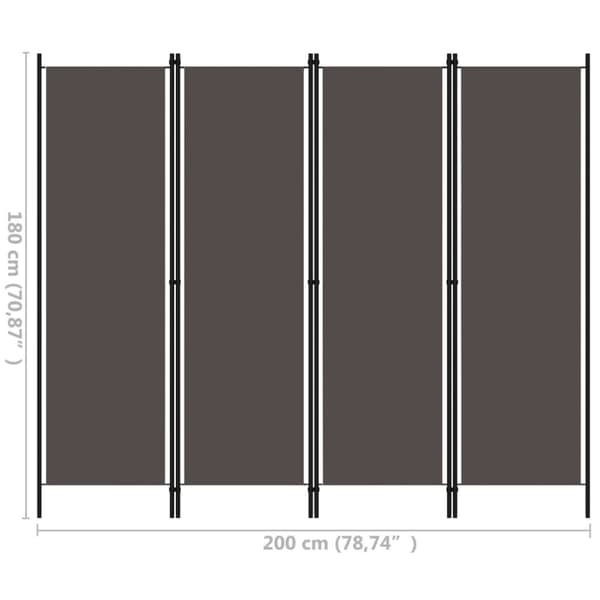 Rumsavdelare 4 paneler antracit 200x180 cm