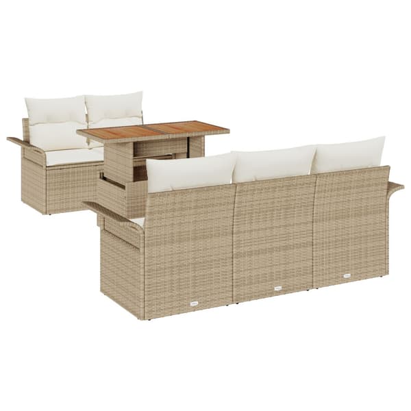 Trädgårdsoffset med lagring 6 pcs Beige Poly rattan