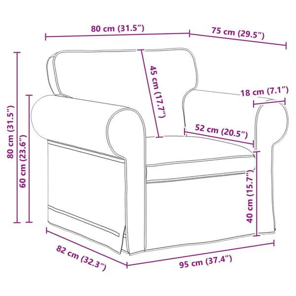Soffa Mörkgrå 95 x 82 x 80 cm tyg