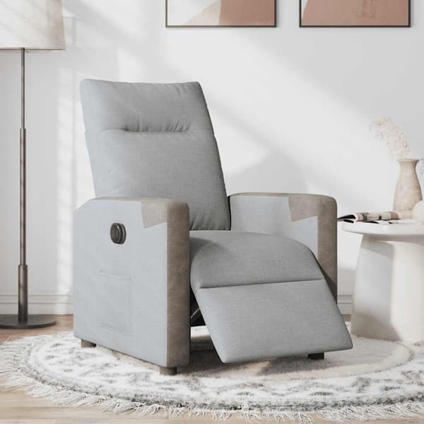 Elektrisk reclinerfåtölj ljusgrå tyg