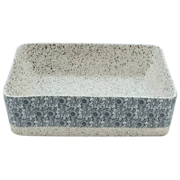 Handfat grå och blå rektangulär 46x35,5x13 cm keramik