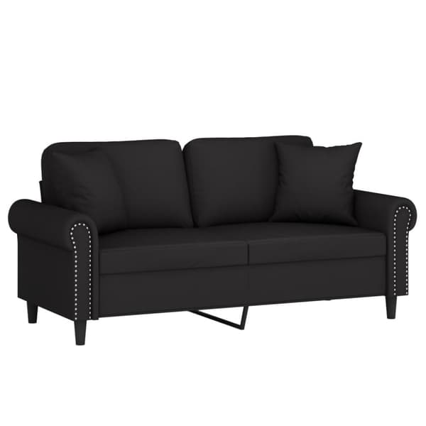 2-sitssoffa med prydnadskuddar svart 140 cm sammet