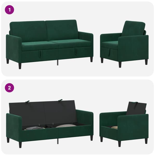 Soffgrupp med förvaring 2 st Mörkgrön Polyester