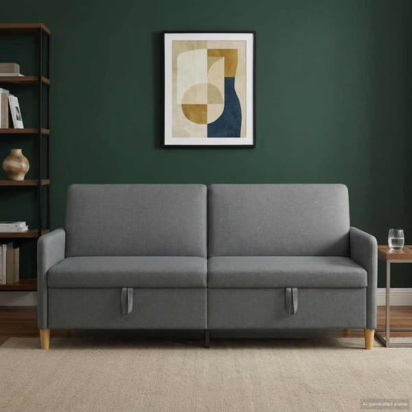 Soffa med förvaring Mörkgrå 192 x 78 x 87 cm Polyester