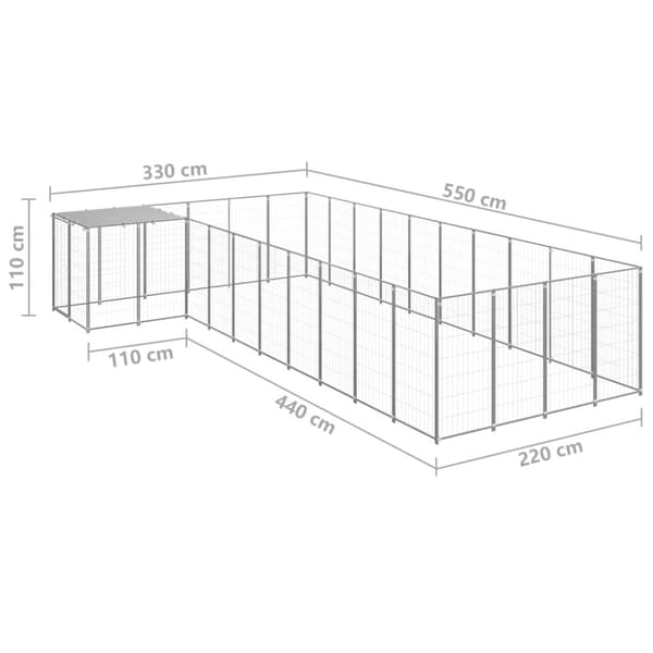 Hundgård silver 13,31 m² stål
