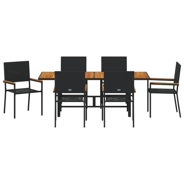 Trädgårdsmöbelset 7 pcs Svart konstrotting