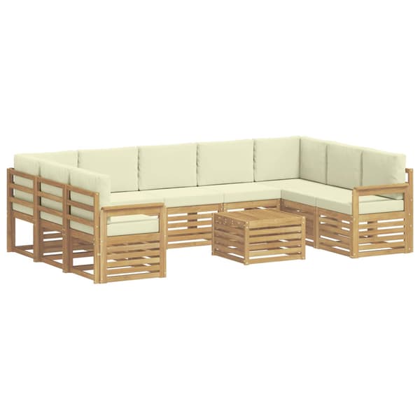 Utomhussoffset 8 pcs Vit och grädde 59 x 59 x 37 cm Polyester