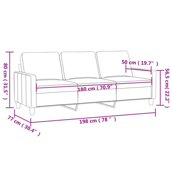 3-sitssoffa mörkgrå 180 cm tyg
