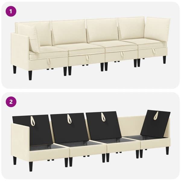 Möbelset för vardagsrummet 4 pcs Gräddvit Tyg