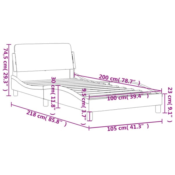 Bed Frame "Dover" Dark Brown 100x200 cm Fabric