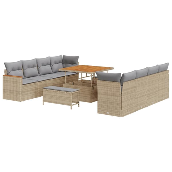 Trädgårdsoffset 11 pcs Beige konstrotting