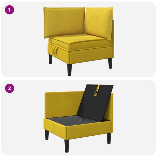 Soffa med förvaring Gul Sammet