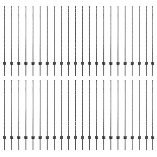 Stängselstolpe 44 pcs Grå 180 cm Stål