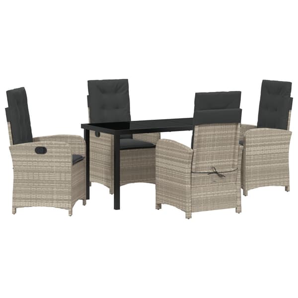 Trädgårdsmöbelset med kudde 5 pcs Ljusgrå konstrotting