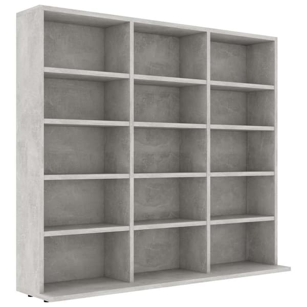 CD-hylla grå 100x23x89,5 cm konstruerat trä