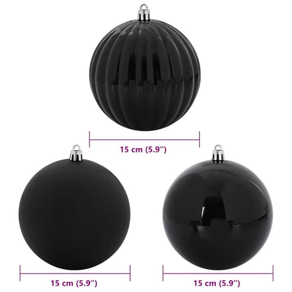 Stor Julkulor Set 9 pcs Svart Plast