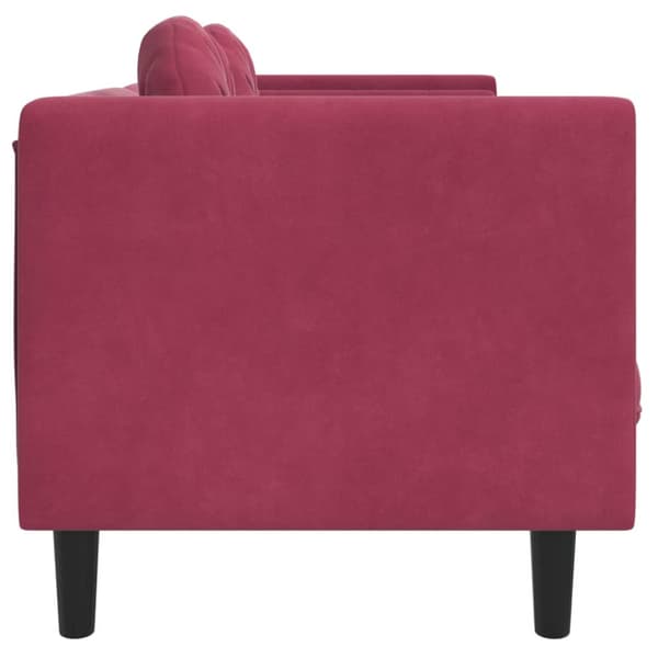 Soffa med kuddar 2-sits vinröd sammet