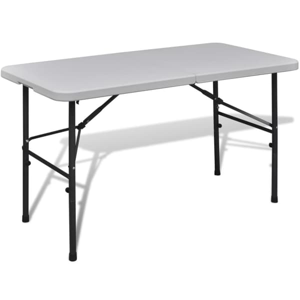 Hopfällbart trädgårdsbord 122 cm HDPE vit