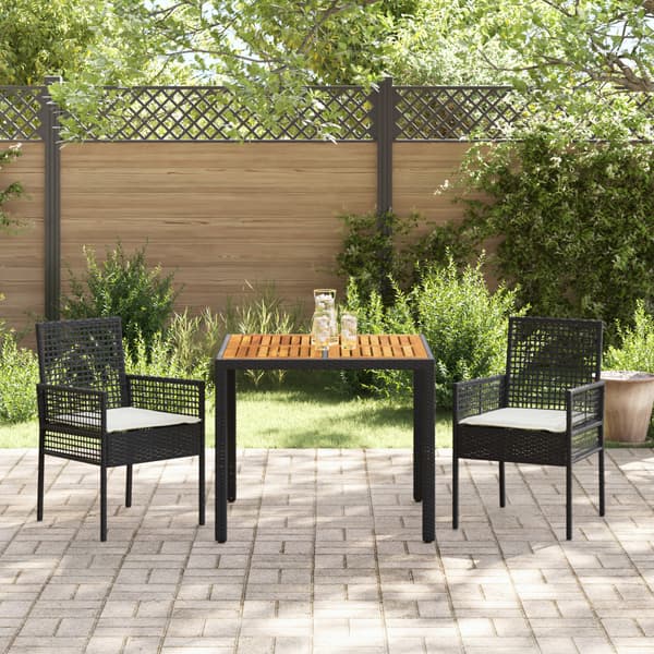 Trädgårdsmöbelset 3 pcs Svart konstrotting